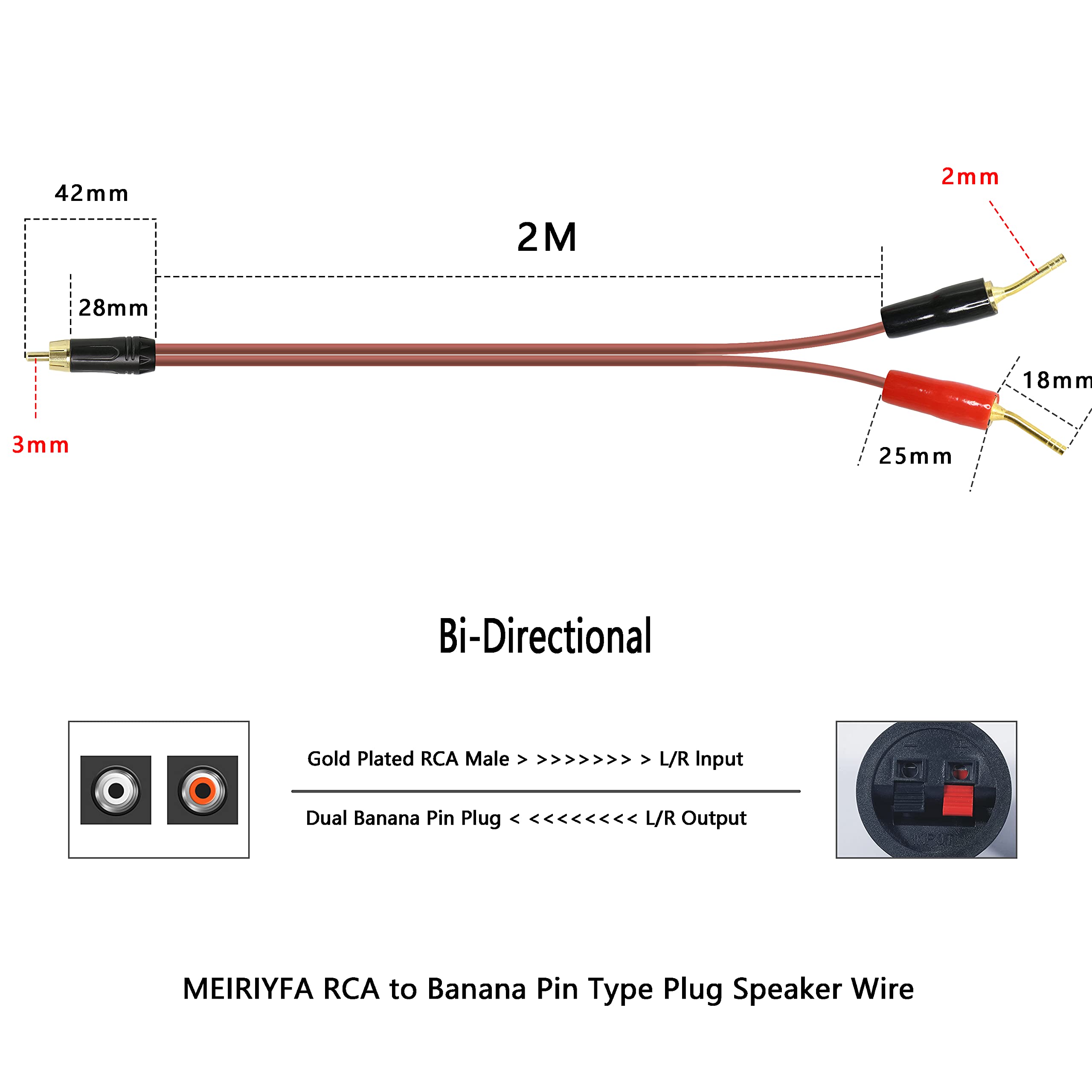 Amazon | MEIRIYFA RCA→ピンプラグスピーカーケーブル RCAオス